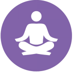 Icon image to show a person sitting down in a meditation position with legs crossed